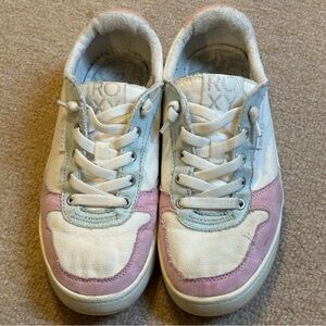 Roxy Kids Pastel Pink Black Blue ColorWay Accents Harper slip-on sneakers girls